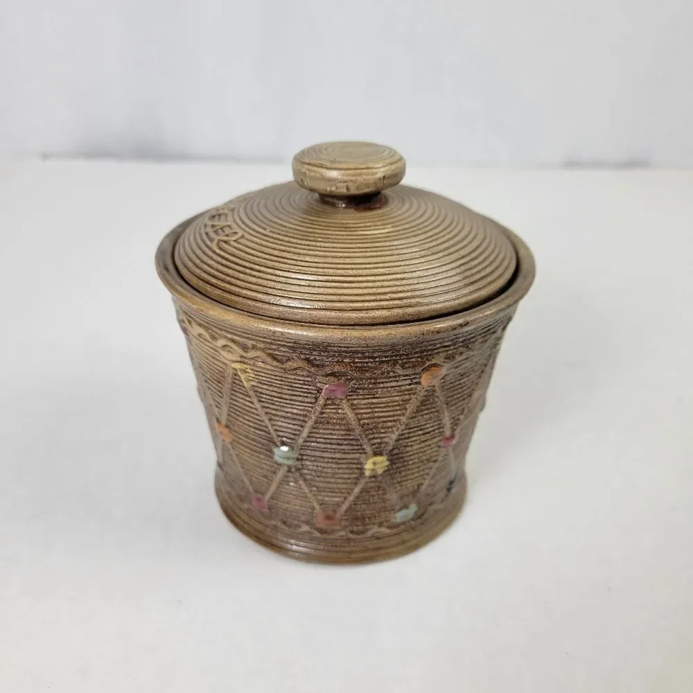 Vintage‎ Tilso Japan Fiesta Dot Pattern Ceramic Grease Jar